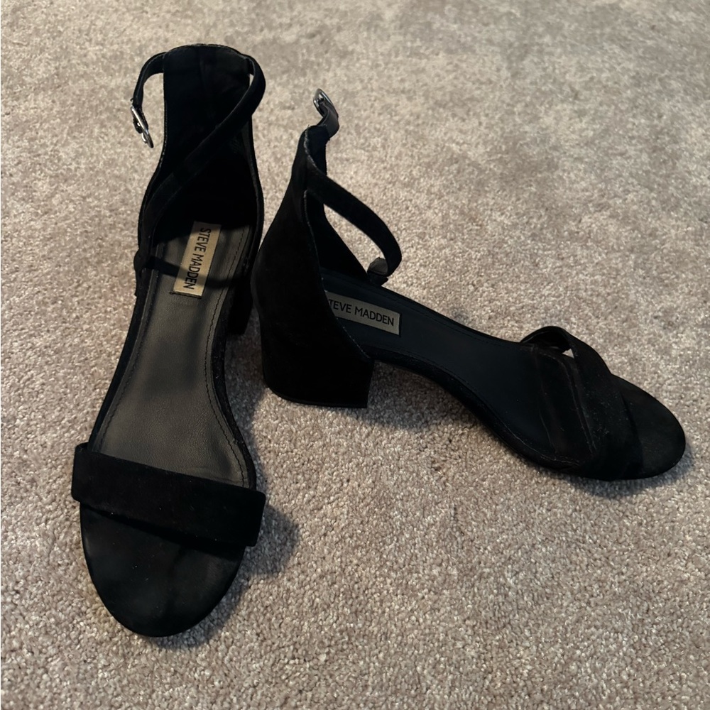 Steve Madden Black Block Heeled Women's Sandals - Size 8.5